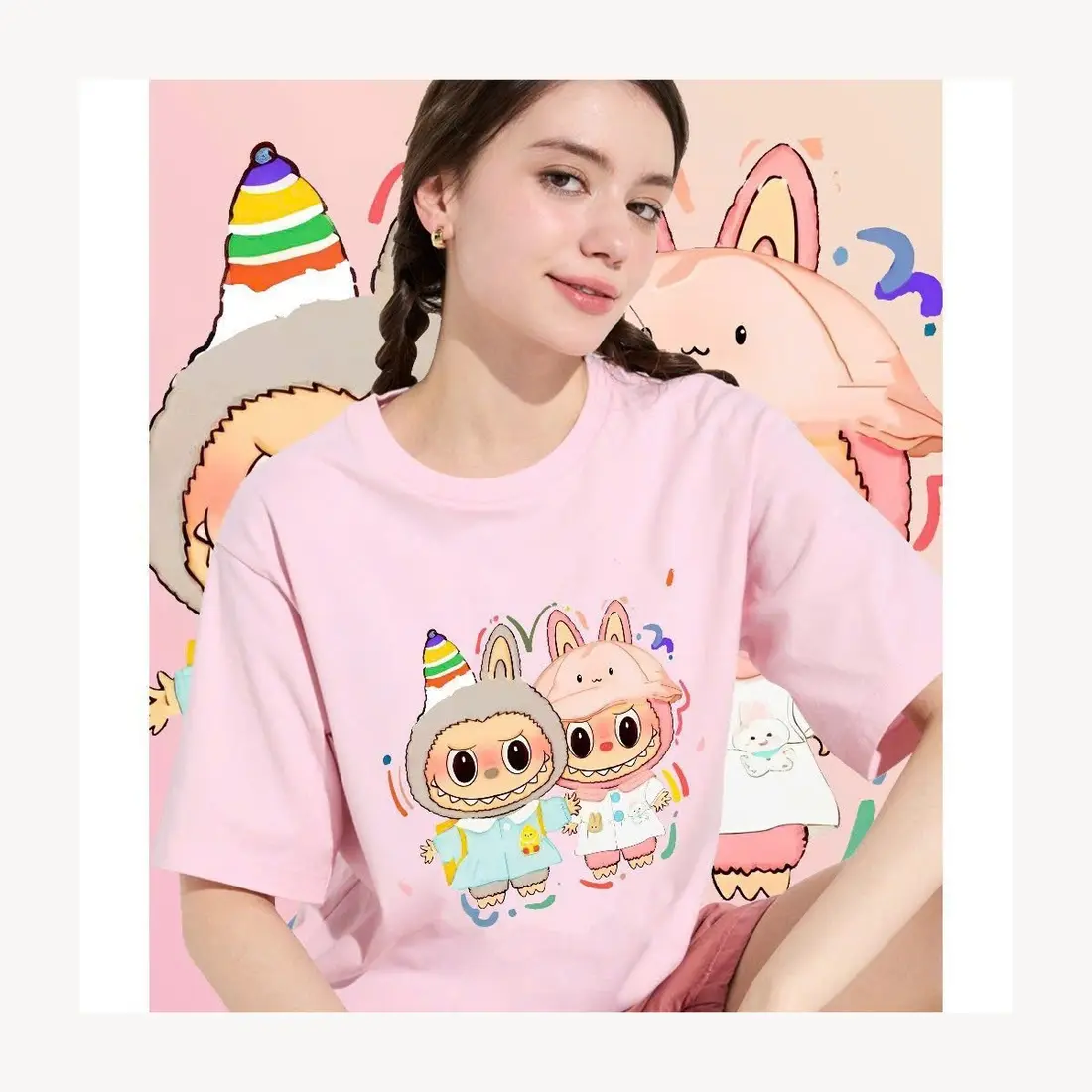 Áo thun Labubu cotton oversize